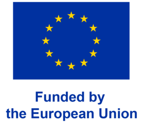 EU-logo med gule stjerner i en sirkel på blå bakgrunn - Klikk for stort bilde