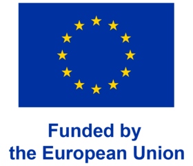 EU-logo med gule stjerner i en sirkel på blå bakgrunn - Klikk for stort bilde